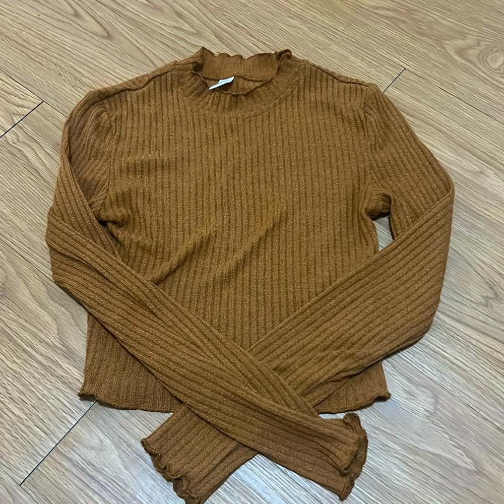 Brown long sleeve crop top